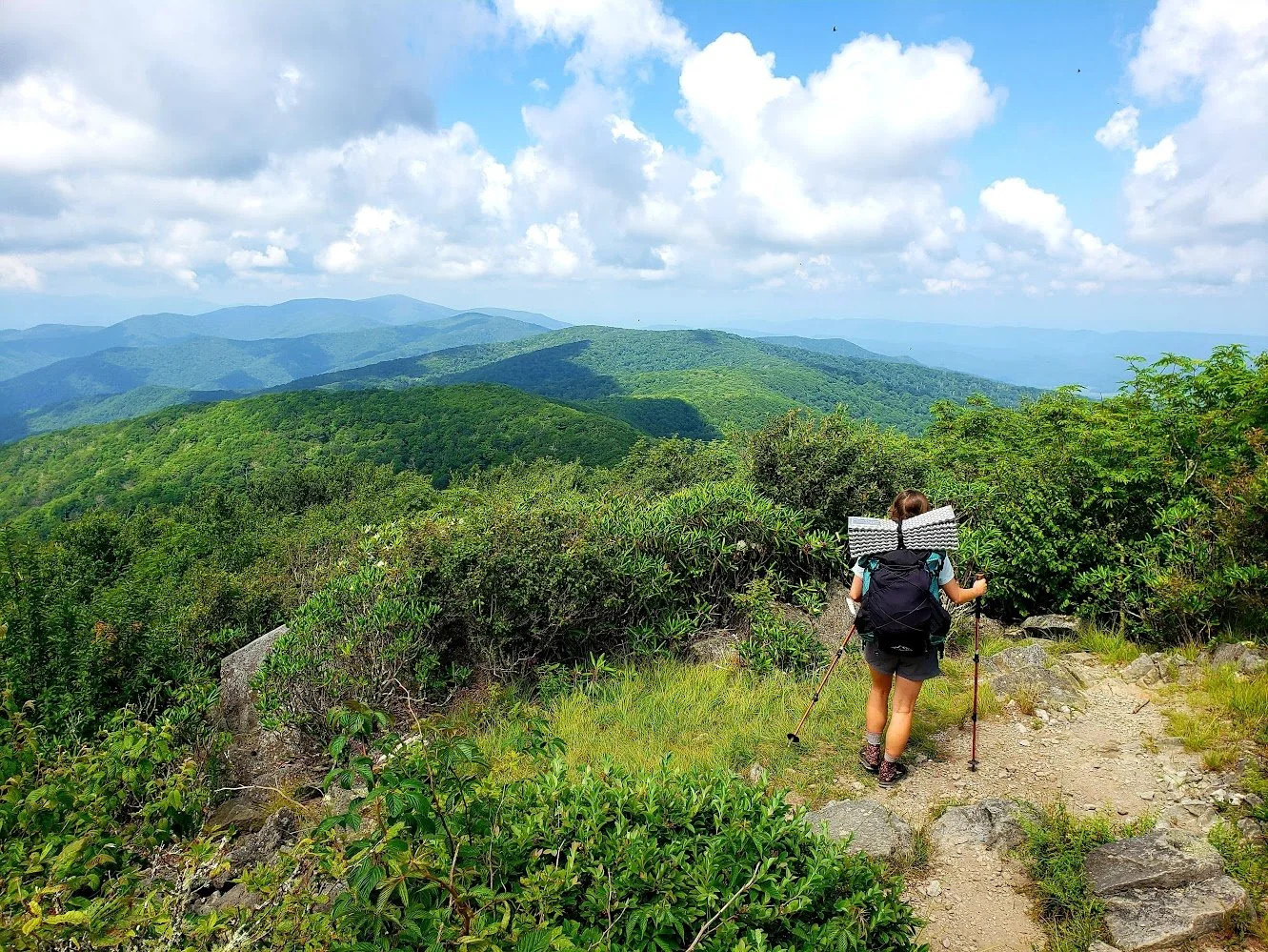 Hiking trail with mountain views near Asheville NC